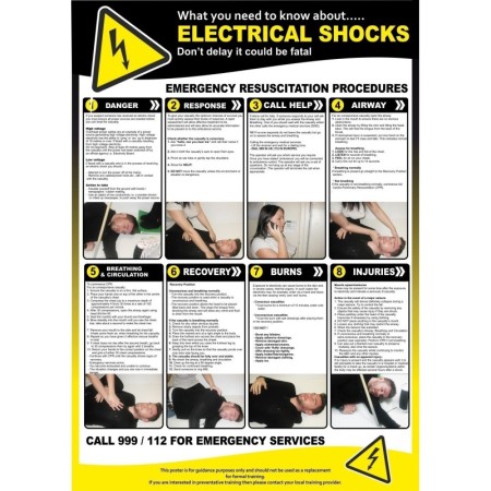 Electric shocks emergency response workplace poster