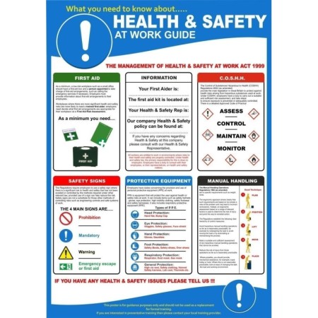 Health and safety workplace guidance poster