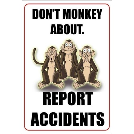 Dont monkey about report accidents workplace safety poster