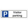 Visitor parking sign with parking symbol and bold black text