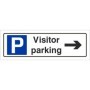 Visitor parking arrow right sign with directional arrow and parking symbol