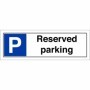 Reserved parking sign with parking symbol and bold black text