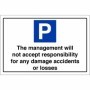 Accept No Responsibility Parking Sign | Safety Signs UK