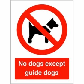 No Dogs Except Guide Dogs prohibition safety sign