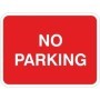 No parking traffic sign with white text on red background