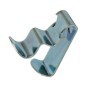 Metal stanchion frame clips for securing temporary sign panels