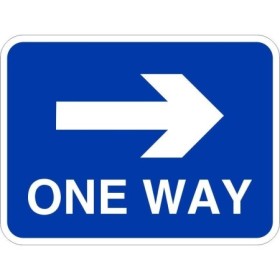 One way right traffic sign with directional arrow
