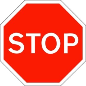 Stop road traffic sign with red octagonal design
