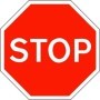 Stop road traffic sign with red octagonal design