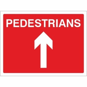 Pedestrians Straight Ahead road sign with directional arrow