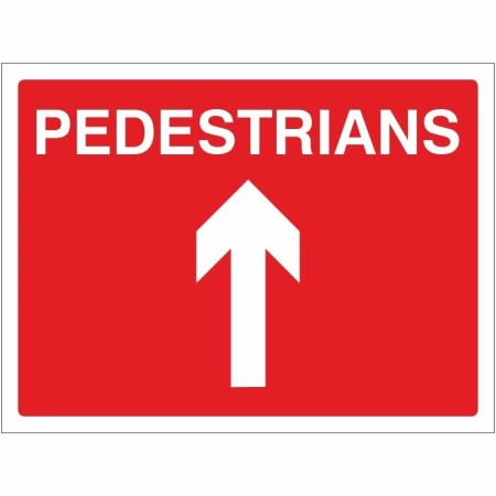 Pedestrians Straight Ahead road sign with directional arrow