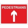 Pedestrians Straight Ahead road sign with directional arrow