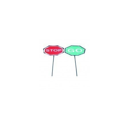 Double sided Stop and Go traffic control lollypop sign