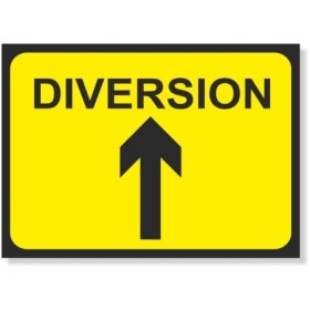 Diversion Arrow Up road sign with black upward arrow on yellow background