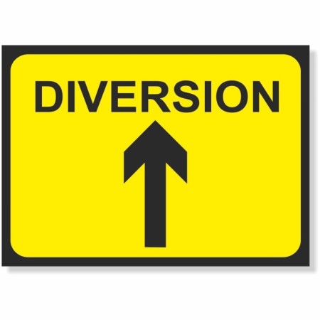 Diversion Arrow Up road sign with black upward arrow on yellow background