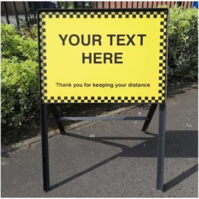 Custom Your Text Here yellow safety sign on Dibond panel