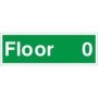 Floor 0 level identification safety sign with white text on green background