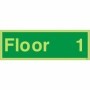  Photoluminescent floor 2 level marker sign with bright green finish for clear emergency wayfinding