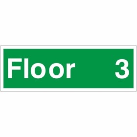 Floor 3 green floor level identification safety sign