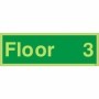 Photoluminescent floor 3 identification safety sign with bold numbering