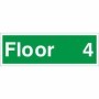 Floor 4 floor level identification safety sign with green background