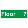 Floor 7 floor level identification safety sign with green background and white text