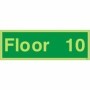  Photoluminescent floor 10 level identification sign with bold contrasting text