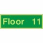  Photoluminescent floor 11 identification sign with bright green background