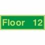  Glow in the dark floor 12 level identification sign