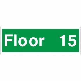 Floor 15 green level identification safety sign