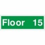 Floor 15 green level identification safety sign
