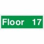 Floor 17 floor level identification safety sign with white text on green background