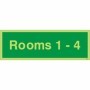 Glow in the dark Rooms 1-4 wayfinding indicator sign