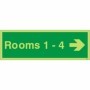  Photoluminescent Rooms 1-4 arrow right wayfinding sign