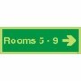  Photoluminescent Rooms 5-9 arrow right navigation sign