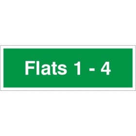 Flats 1-4 green wayfinding indicator sign for residential buildings