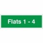 Flats 1-4 green wayfinding indicator sign for residential buildings