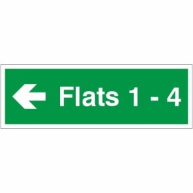 Flats 1 - 4 arrow left wayfinding indicator sign
