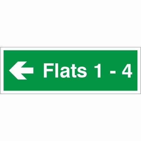 Flats 1 - 4 arrow left wayfinding indicator sign