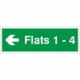 Flats 1 - 4 arrow left wayfinding indicator sign