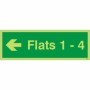  Glow in the dark Flats 1-4 arrow left directional sign for clear flat location guidance