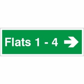Flats 1-4 arrow right residential wayfinding indicator sign