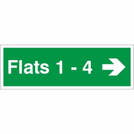 Flats 1-4 arrow right residential wayfinding indicator sign