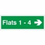 Flats 1-4 arrow right residential wayfinding indicator sign