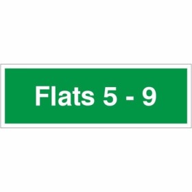 Flats 5-9 green wayfinding indicator sign for residential buildings