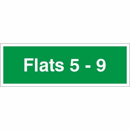 Flats 5-9 green wayfinding indicator sign for residential buildings