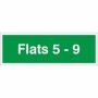Flats 5-9 green wayfinding indicator sign for residential buildings