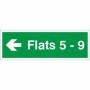 Flats 5-9 arrow left wayfinding indicator safety sign