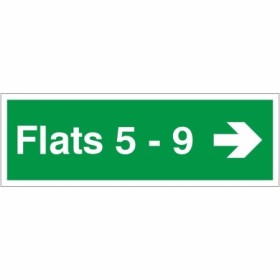 Flats 5-9 arrow right wayfinding indicator safety sign