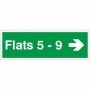 Flats 5-9 arrow right wayfinding indicator safety sign